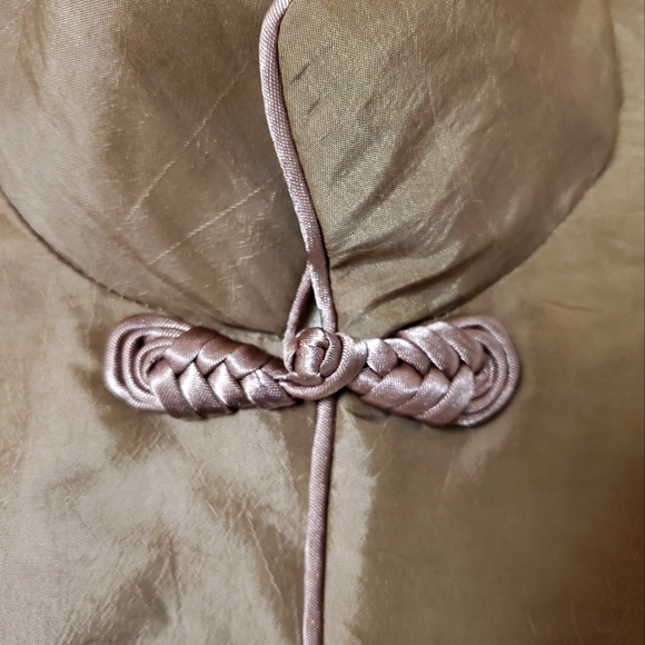 Chinese Tang Suit Jacket Embroidery Women Vintage Gold Taupe Bronze - Picture 7 of 13